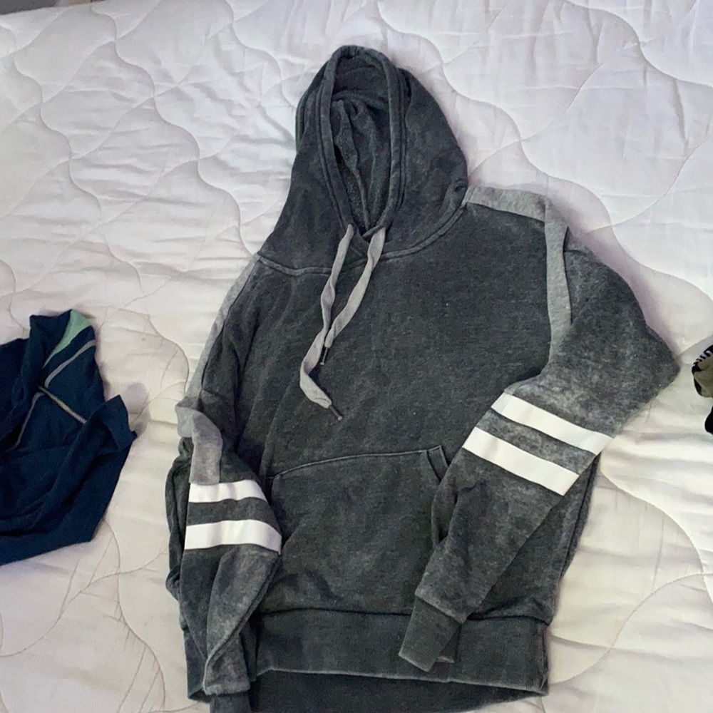 A grey hoodie/jacket